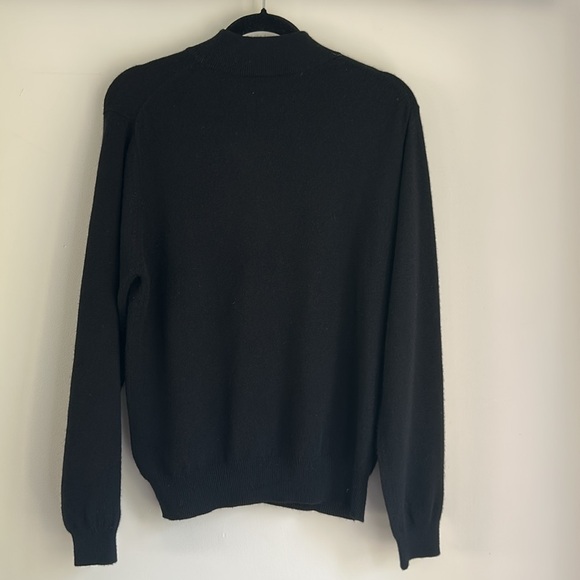 Vintage Black Cashmere 2-Ply Balloon Sleeve Mock Neck Sweater Extra Large - Picture 1 of 3